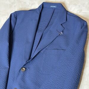 Stafford Men's 46L Textured Navy 3 Button Classic Fit Sport Coat Blazer NEW